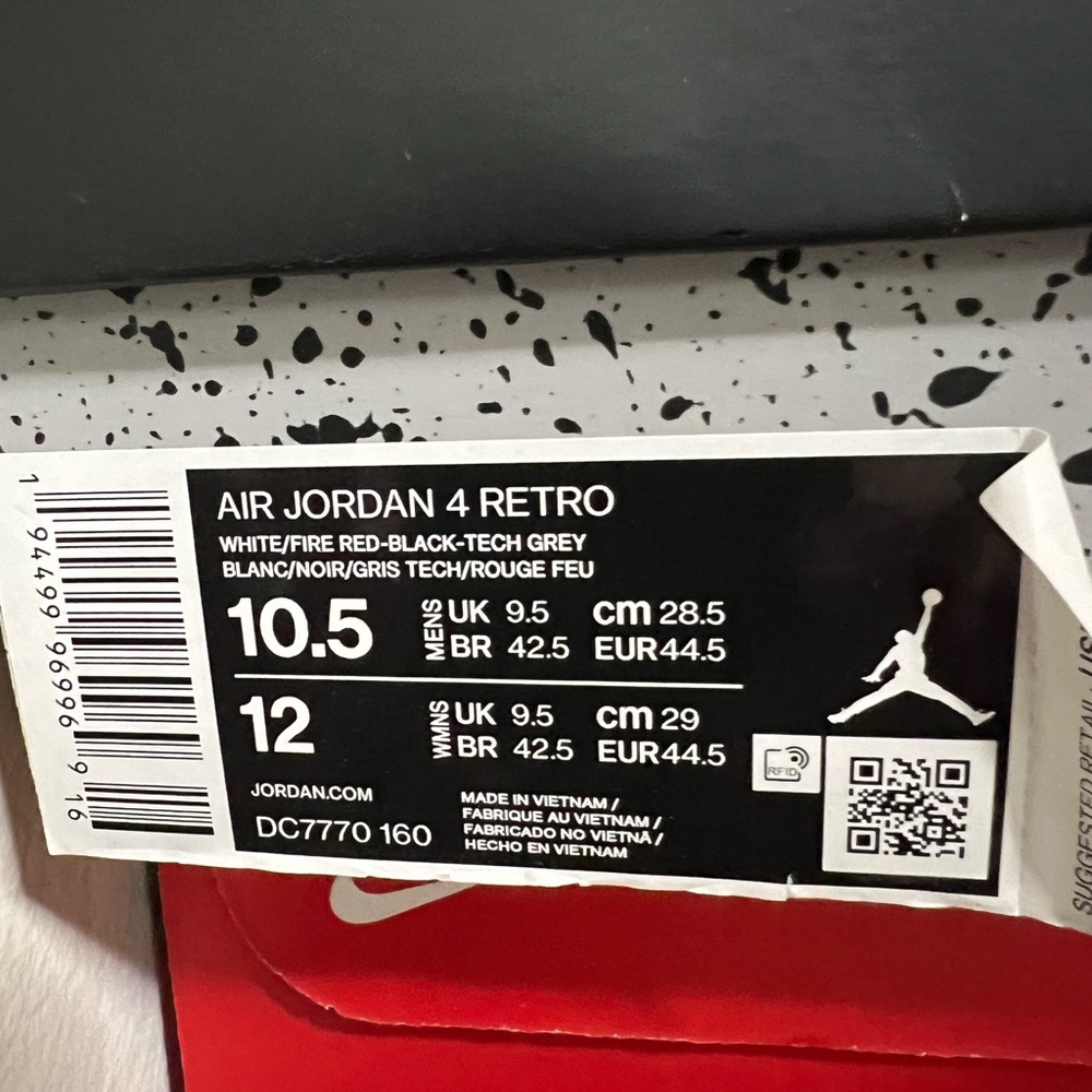 Air Jordan 4 Retro Fire Red (2020) Men’s Size 10.5 (Pre-owned) - Picture 8 of 10